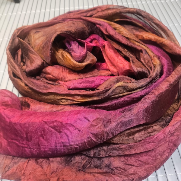 Silk Gauze for nuno felting and Textile Art, Hand Dyed Fabric, G81