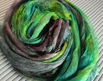 Seda para fieltrar Nuno y arte textil, tela teñida a mano, S63
