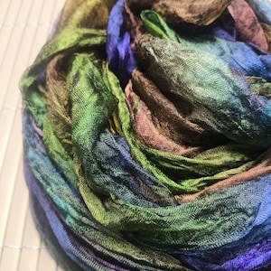 Silk Scrim for nuno felting and Textile Art, Hand Dyed Fabric, S018