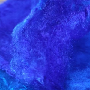 Hand Dyed Mulberry Silk Hankies: Fiber Art for Felting, Spinning (1/2 oz)