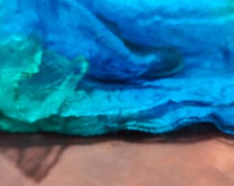 Hand Dyed Silk Hankies, Fiber Mawata, Silk Hankies for Felting, Spinning, Knitting, Nuno felting, Feltmaking, price for 1/2 oz, SH65