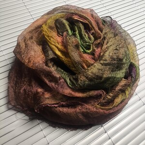 Silk Scrim for nuno felting and Textile Art, Hand Dyed Fabric, S016