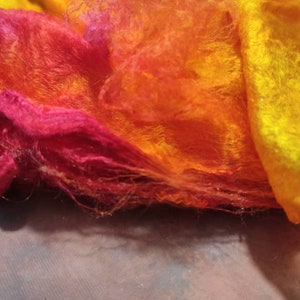 Hand Dyed Silk Hankies, Fiber Mawata, Silk Hankies for Felting, Spinning, Knitting, Nuno felting, Feltmaking, price for 1/2 oz, SH64