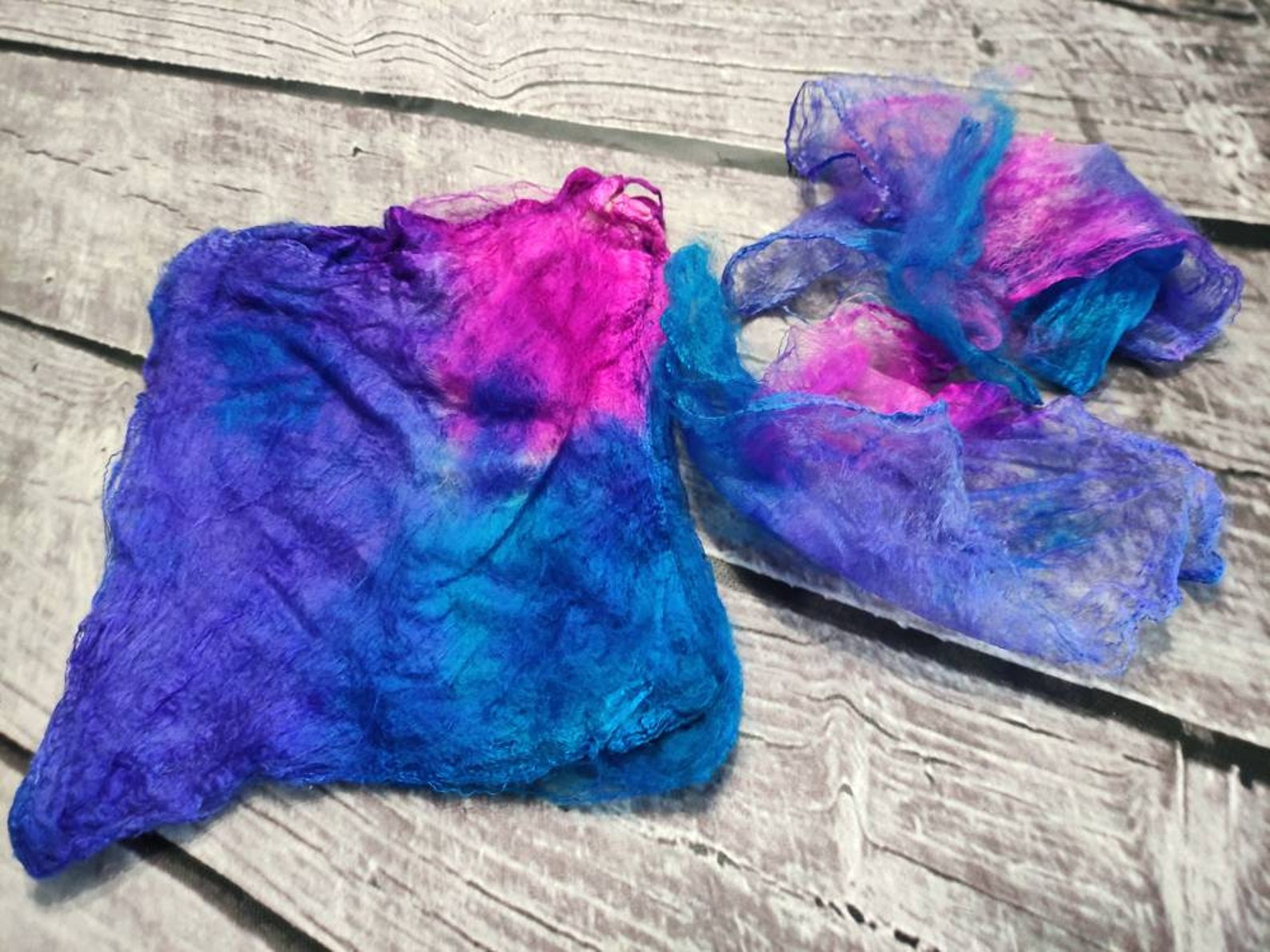 Hand Dyed Silk Hankies Fiber Mawata Silk Hankies for Etsy
