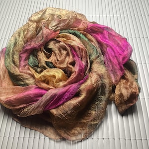 Silk Scrim for nuno felting and Textile Art, Hand Dyed Fabric, S021