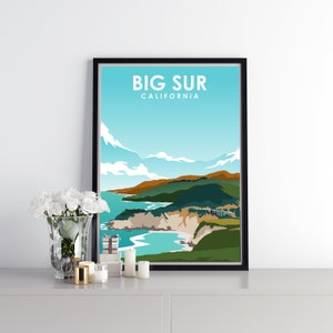 Big Sur California Art Poster Print, Travel Print, Travel Poster, Wall Art