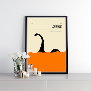 Loch Ness Monster Book Cover Poster - Cryptid Cryptozoology Print Schotland Nessie Folklore Urban Legend Gift Lake