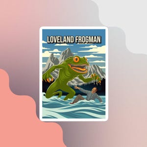Loveland Frogman Cryptid Cryptozoology Vintage Retro Travel Poster Sticker