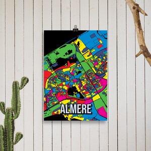 Almere Pays-Bas Pop Art Carte de ville colorée