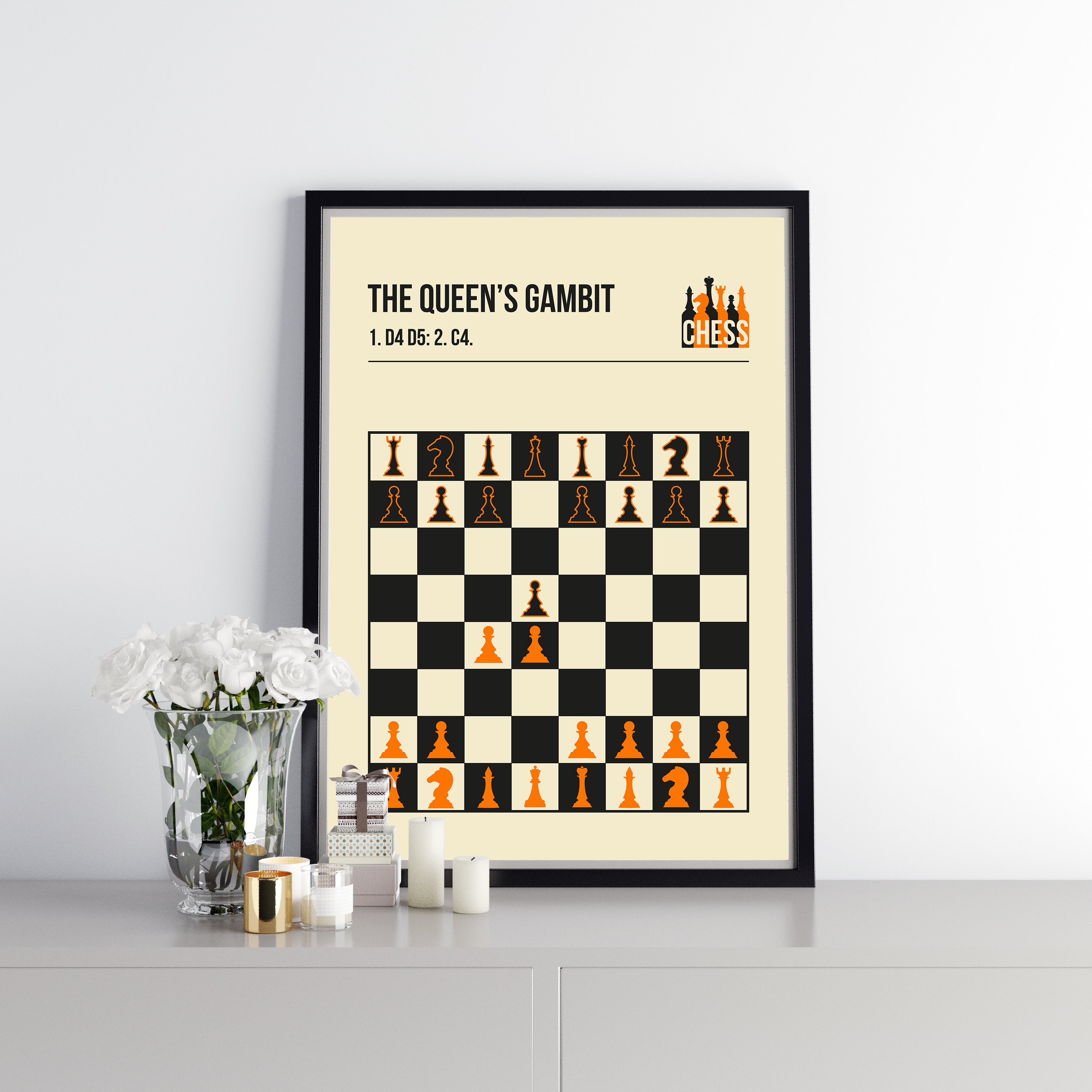 The Sicilian Defense Chess Opening Book Cover Poster Framed Canvas by Jorn