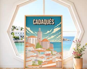 Cadaqués Poster, Costa Brava Print, Spain Travel Art, Catalonia Wall Decor, White Village Print, Mediterranean Decor, Dalí Inspiration