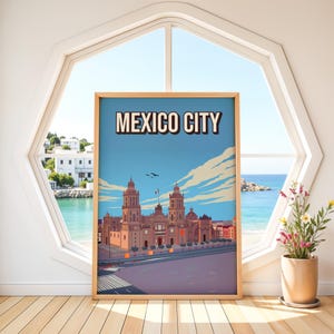 Mexico City Skyline Travel Poster Art