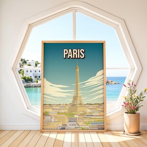 Paris at Night Art Print, Eiffel Tower Starry Sky Poster, France Travel Gift, Romantic Wall Decor, Nighttime Cityscape