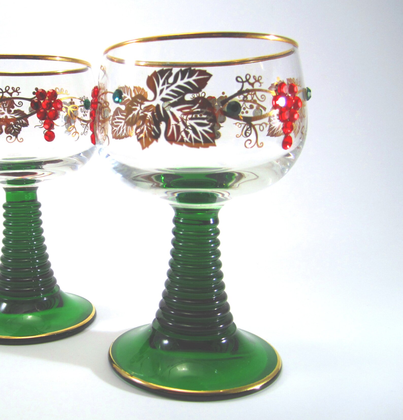 Vintage German Roemer Wine Glasses With Swarovski Crystals Etsy