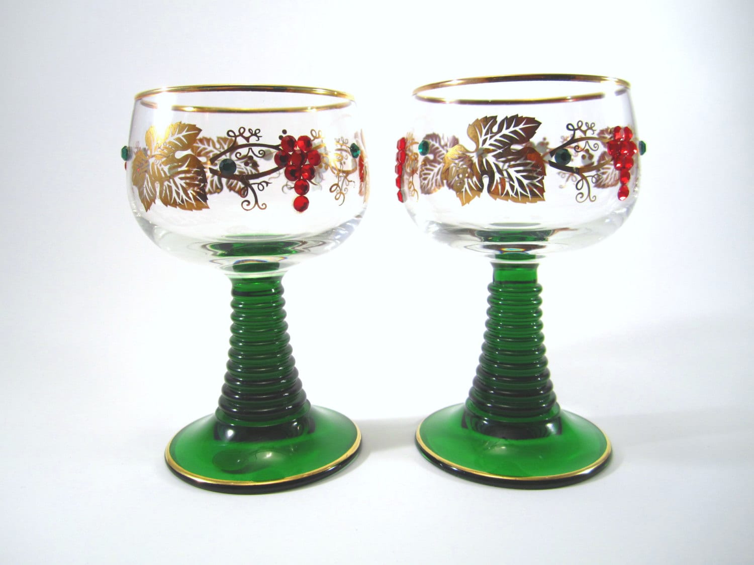 Vintage German Roemer Wine Glasses With Swarovski Crystals Etsy