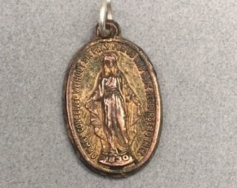 Vintage Virgin Mary Miraculous Religious Medal Pendant Sterling Silver ...