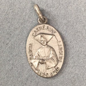 St Catherine Medal Spiritual Visions Patroness Seniors Stigmata Protection Vintage Catholic Gift