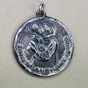 St Christopher Medal Pendant St Anthony Vintage Religious Gift