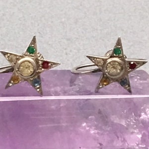 Eastern Star Earrings Sterling Celestial Vintage Gift image 2