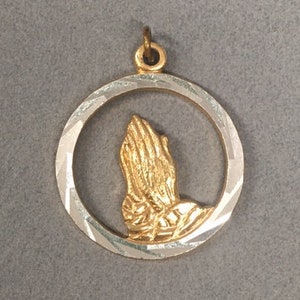 Praying Hands Pendant Serenity Prayer Hong Kong Vintage Christian Gift