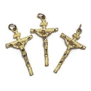 Gold Crucifixes LOT of 3 Rosary Parts Christ on Cross Vintage Catholic Supplies