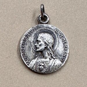 Sacred Heart Christ Medal French Vintage Catholic Gift
