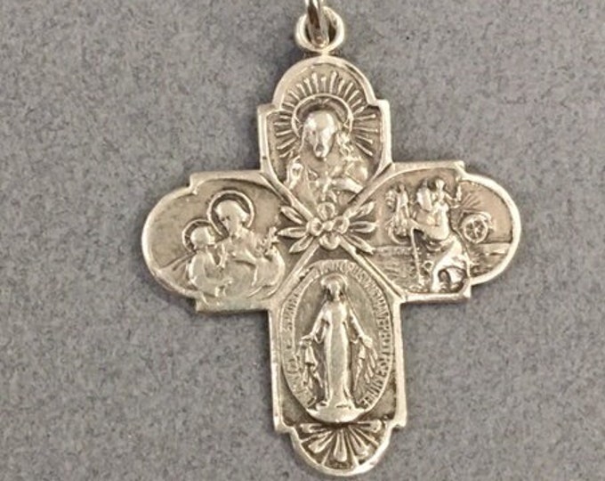 4 Way Cross Sterling Beautiful Medal Vintage Catholic Gift - Etsy