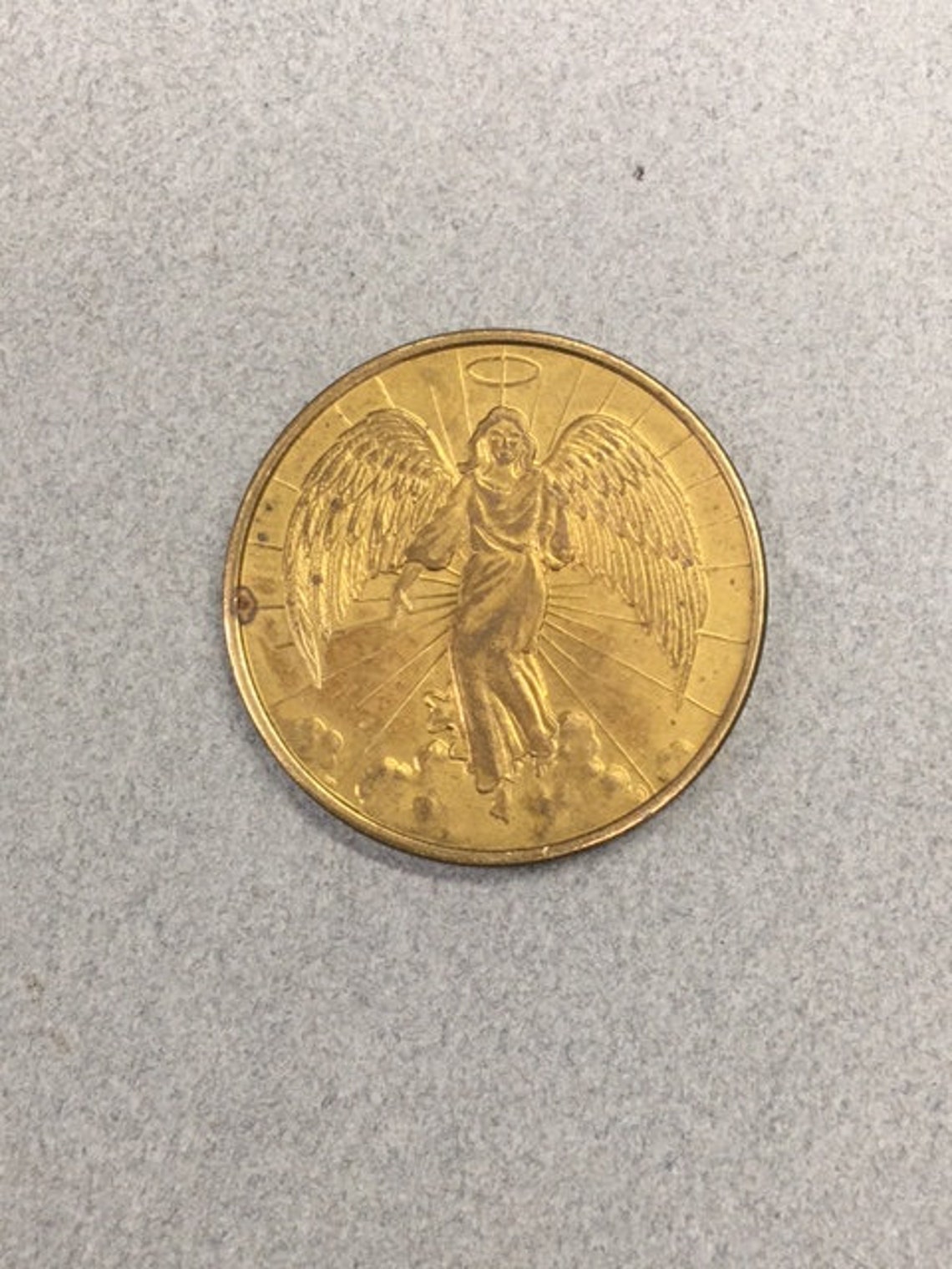 Guardian Angel Coin Token Gold Archangel Protective Guide Etsy