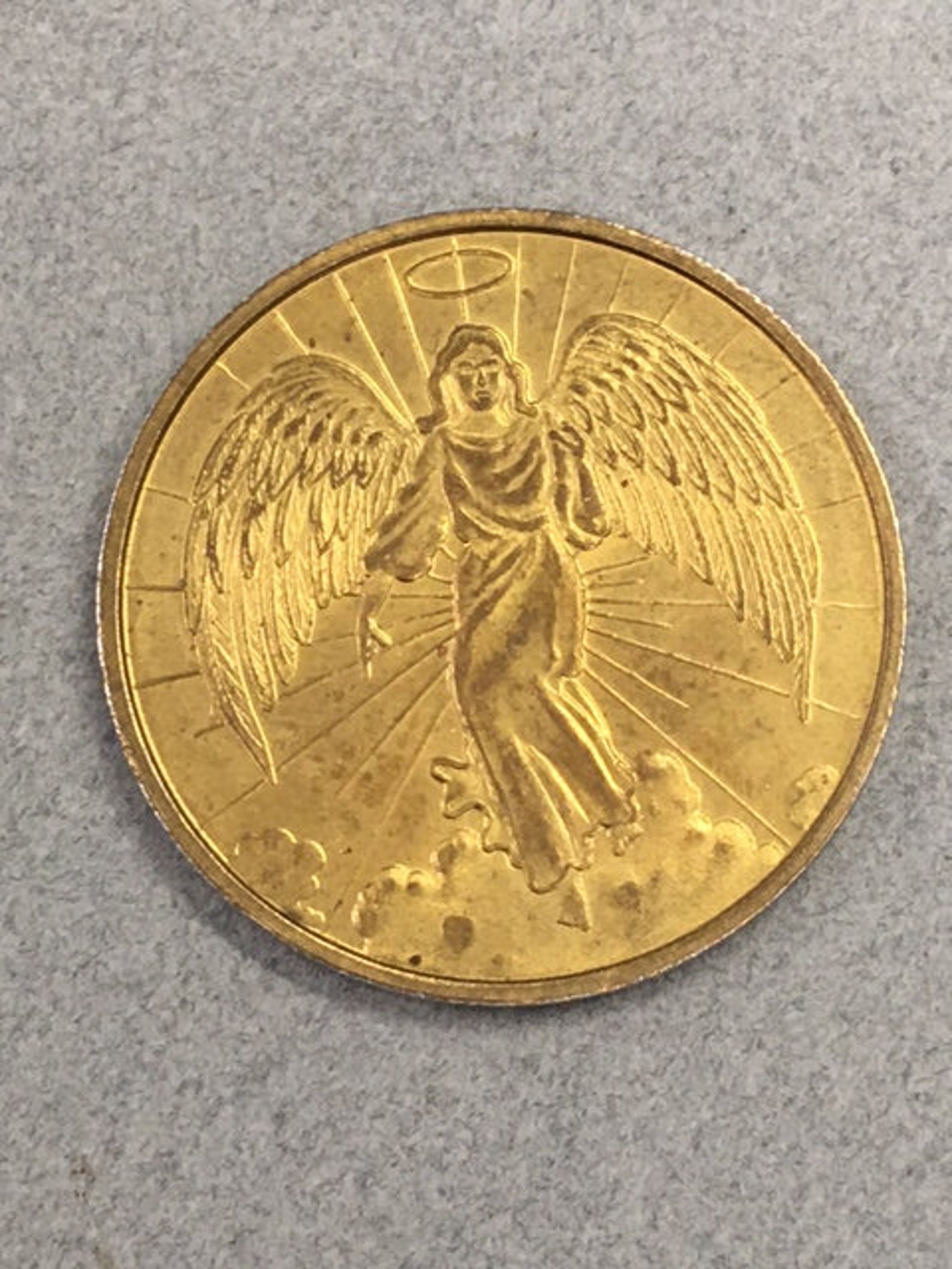 Guardian Angel Coin Token Gold Archangel Protective Guide Etsy