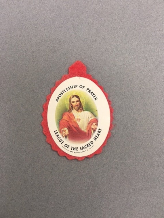 Apostleship Prayer Scapular 1959 Sacred League Heart Pocket Shrine
