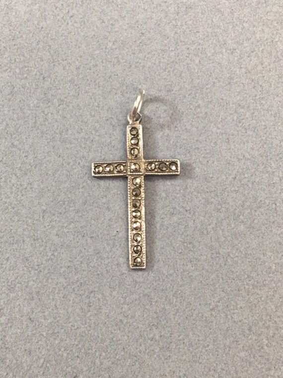 Sterling Cross Pendant Marcasites Vintage Religio… - image 8