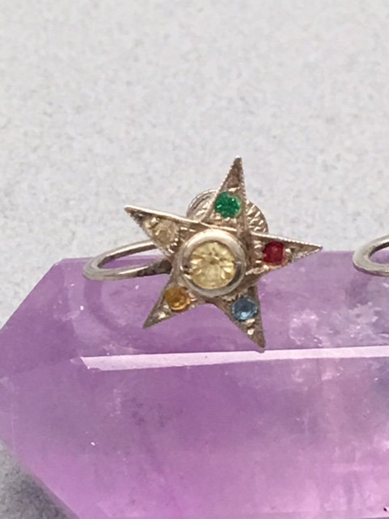 Eastern Star Earrings Sterling Celestial Vintage Gift image 3