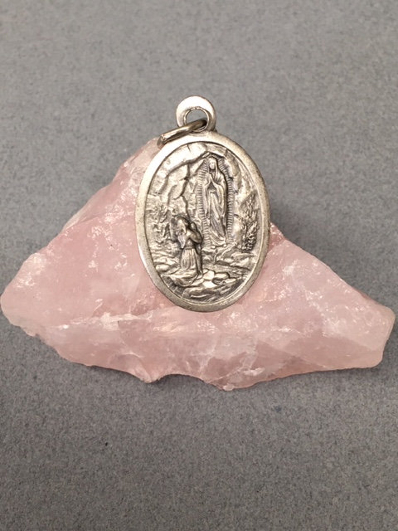 Our Lady of Lourdes Medal Virgin Mary Lourdes Scene Pendant Patron Sick ...