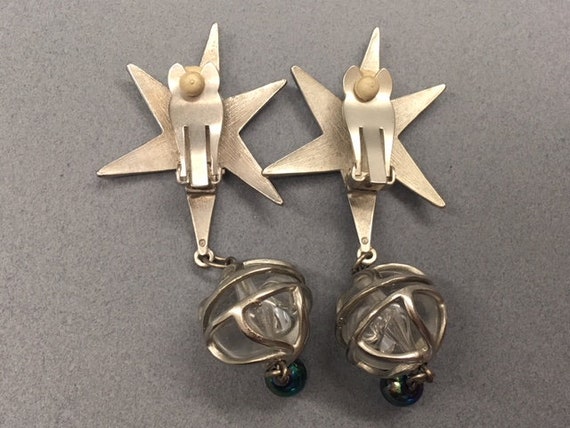 Silver Star Earrings Planets Dangle Drop Celestia… - image 9