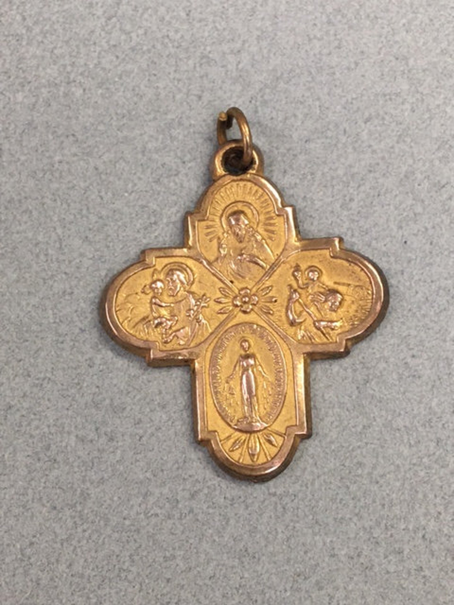 4 Way Miraculous Medal Vintage Brass Cross Catholic Gift - Etsy