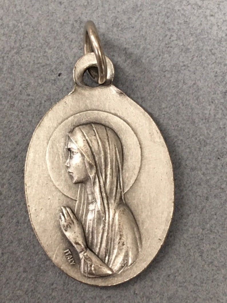 Our Lady of Lourdes Medal Virgin Mary Lourdes Scene Pendant Patron Sick ...