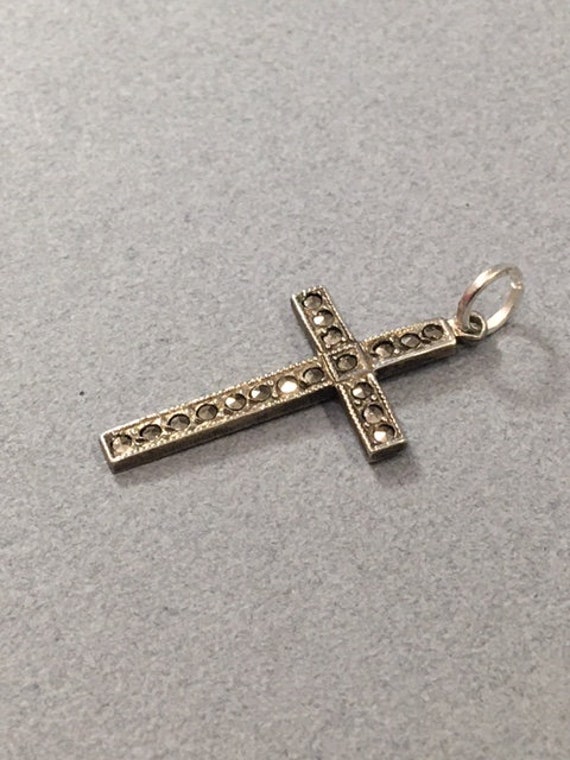 Sterling Cross Pendant Marcasites Vintage Religio… - image 5