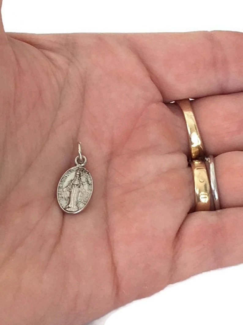 Mother Mary Charm Miraculous Medal Silver Virgin Mary Blessed - Etsy
