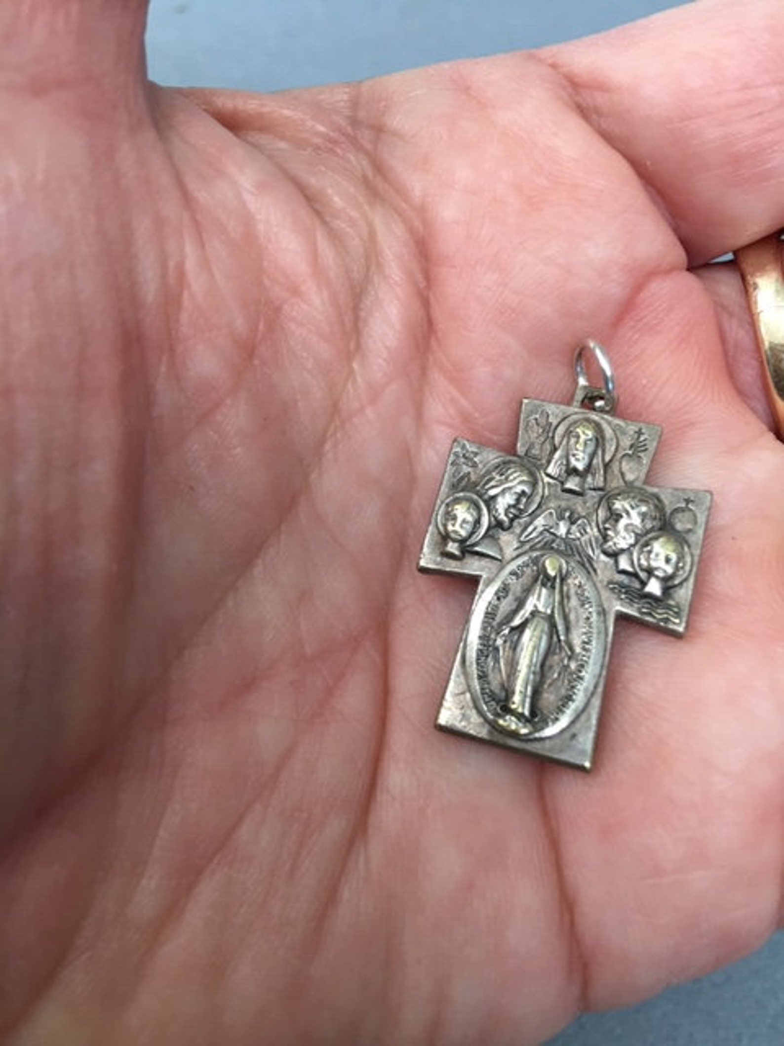 4 Way Cross Medal Pendant Vintage Religious Catholic Etsy