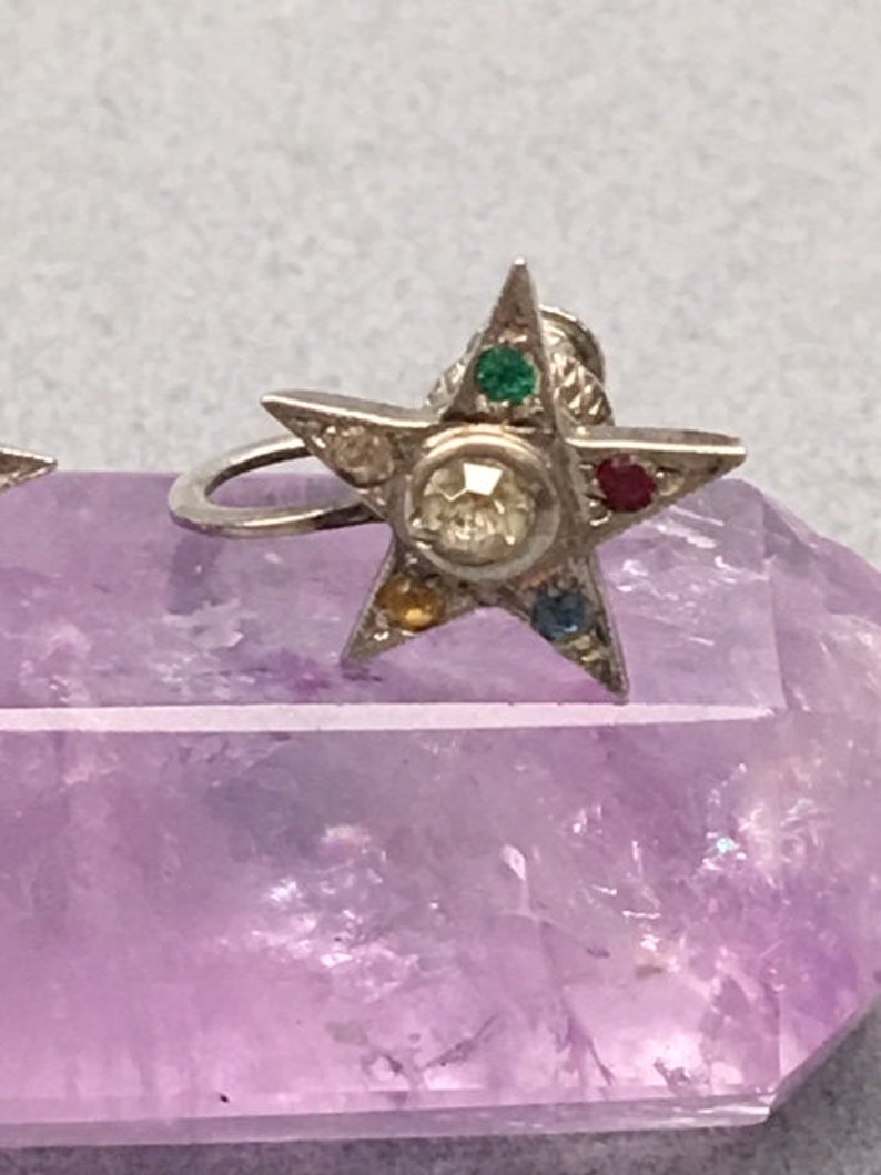 Eastern Star Earrings Sterling Celestial Vintage Gift image 4