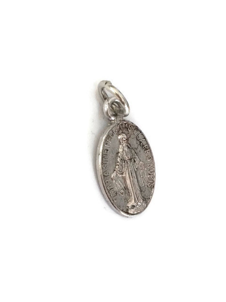 Mother Mary Charm Miraculous Medal Silver Virgin Mary Blessed - Etsy