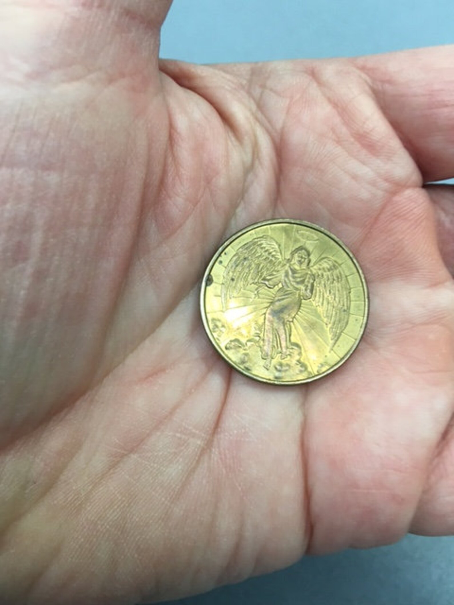 Guardian Angel Coin Token Gold Archangel Protective Guide Etsy