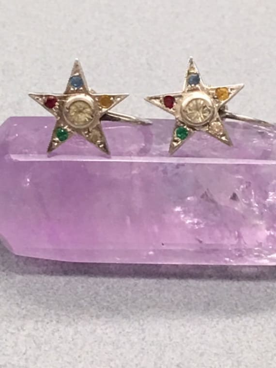 Eastern Star Earrings Sterling Celestial Vintage … - image 1