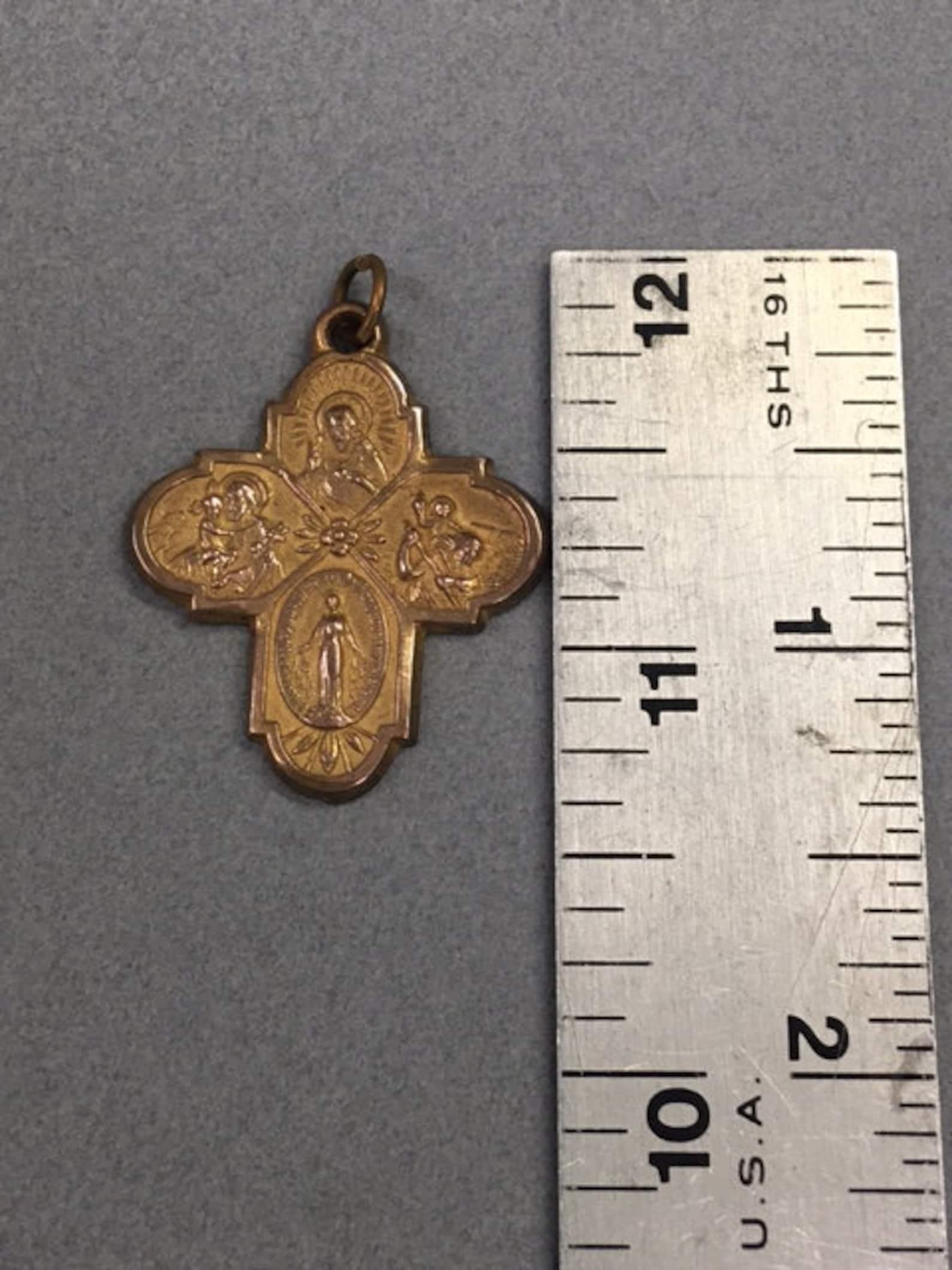 4 Way Miraculous Medal Vintage Brass Cross Catholic Gift - Etsy