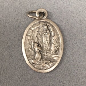 Our Lady of Lourdes Medal Virgin Mary Lourdes Scene Pendant Patron Sick ...