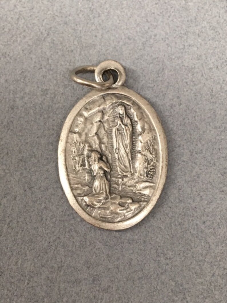 Our Lady of Lourdes Medal Virgin Mary Lourdes Scene Pendant Patron Sick ...