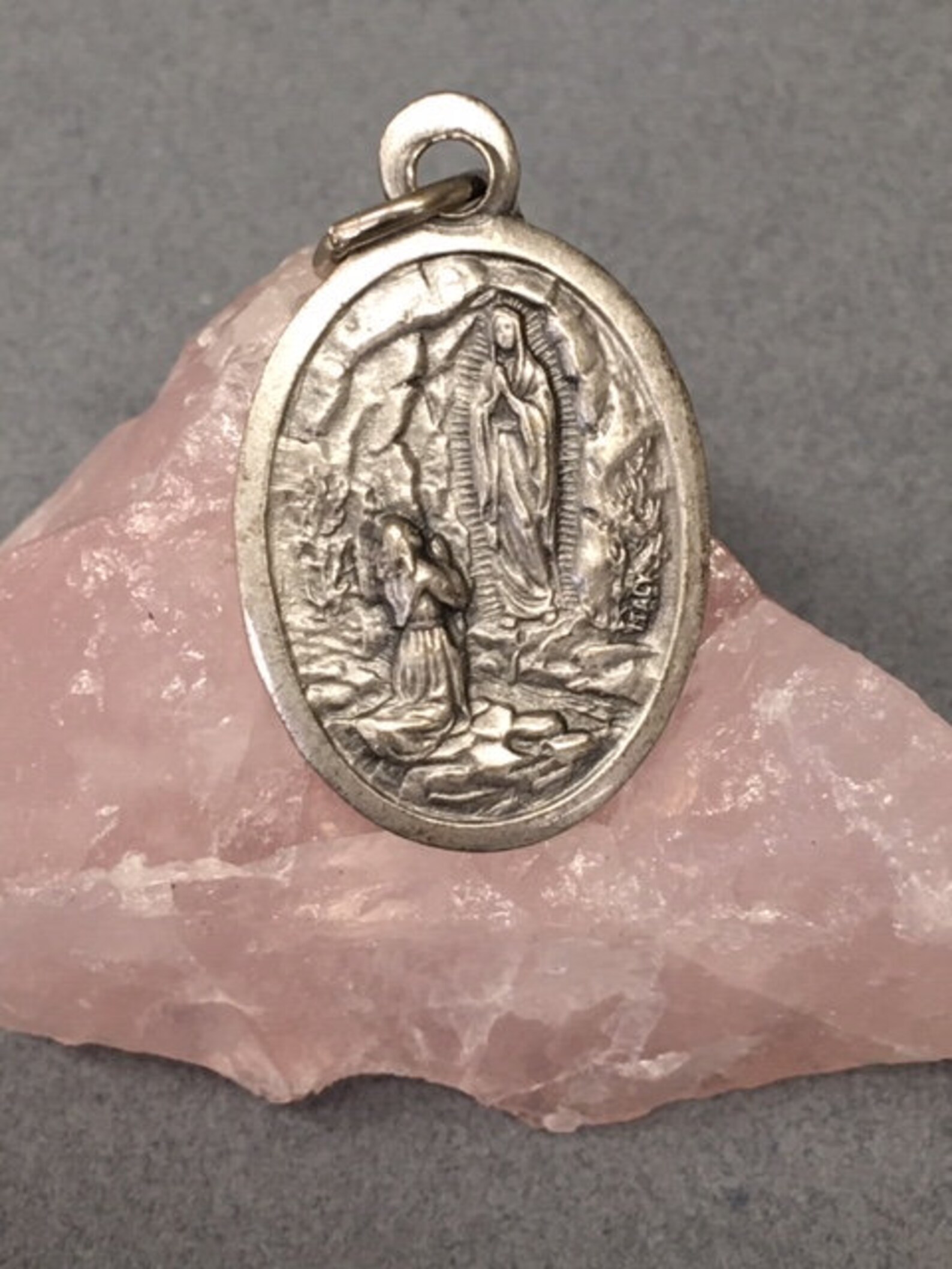 Our Lady of Lourdes Medal Virgin Mary Lourdes Scene Pendant Patron Sick ...