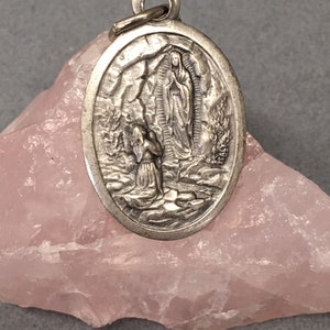 Our Lady of Lourdes Medal Virgin Mary Lourdes Scene Pendant Patron Sick ...