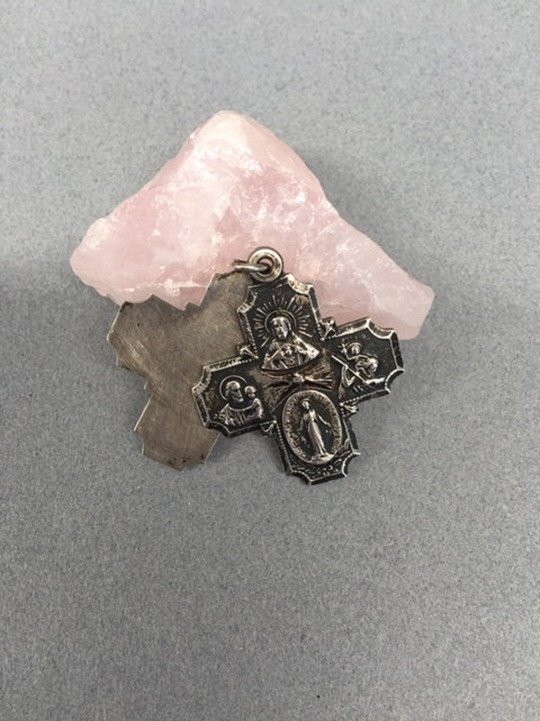 Sterling 4 Way Cross Miraculous Medal Slider Vintage Catholic - Etsy