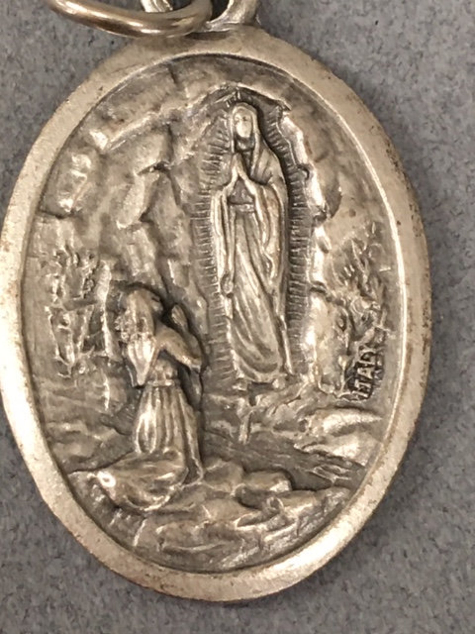 Our Lady of Lourdes Medal Virgin Mary Lourdes Scene Pendant Patron Sick ...